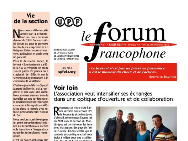 Le forum francophone juillet/août 2023